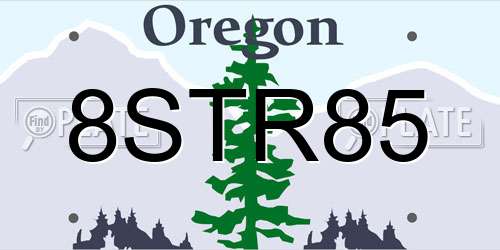 8STR85 Oregon License Plate