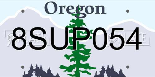 8SUP054 Oregon License Plate