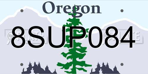 8SUP084 Oregon License Plate