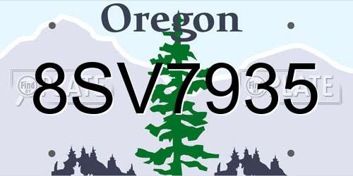 8SV7935 Oregon License Plate