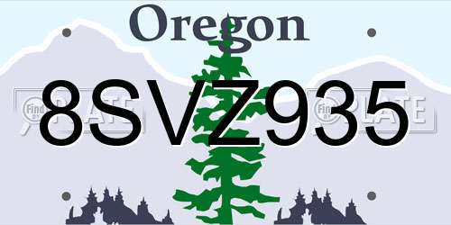 8SVZ935 Oregon License Plate