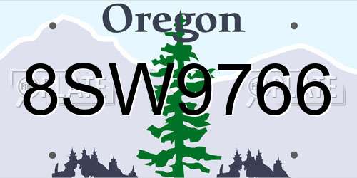 8SW9766 Oregon License Plate