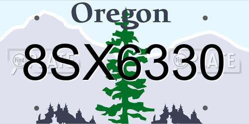 8SX6330 Oregon License Plate