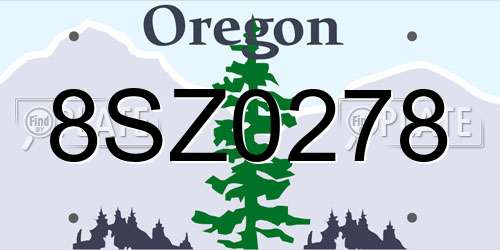 8SZ0278 Oregon License Plate