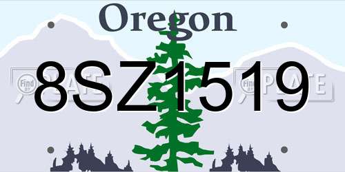 8SZ1519 Oregon License Plate