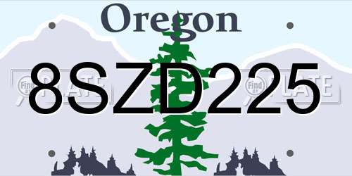 8SZD225 Oregon License Plate