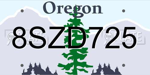8SZD725 Oregon License Plate