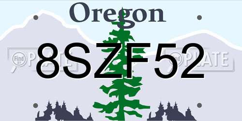 8SZF52 Oregon License Plate