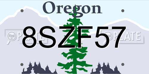 8SZF57 Oregon License Plate