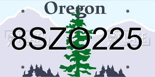 8SZO225 Oregon License Plate
