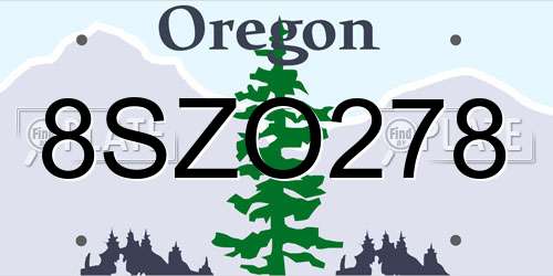 8SZO278 Oregon License Plate