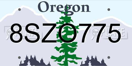 8SZO775 Oregon License Plate