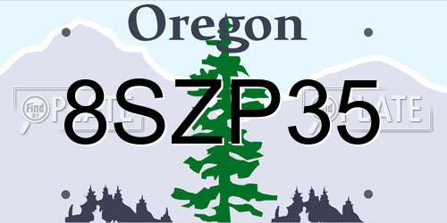 8SZP35 Oregon License Plate