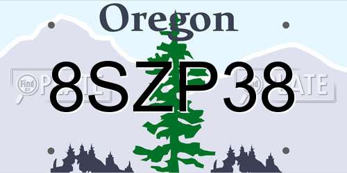 8SZP38 Oregon License Plate