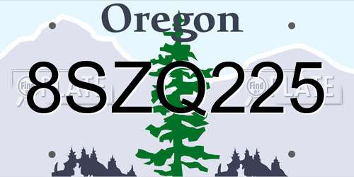 8SZQ225 Oregon License Plate