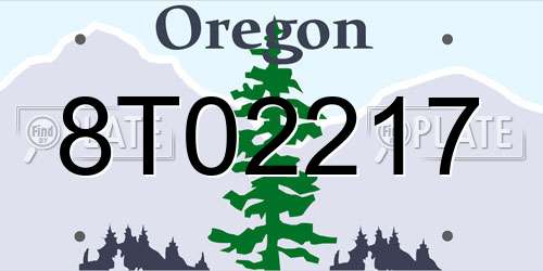 8T02217 Oregon License Plate