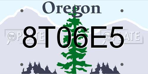 8T06E5 Oregon License Plate