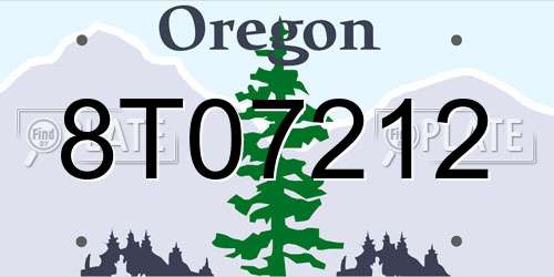 8T07212 Oregon License Plate