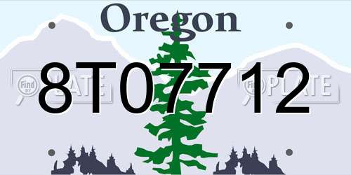 8T07712 Oregon License Plate