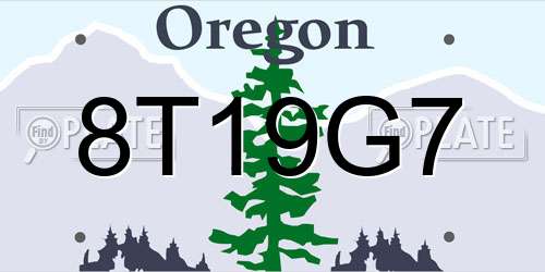 8T19G7 Oregon License Plate