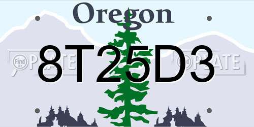 8T25D3 Oregon License Plate