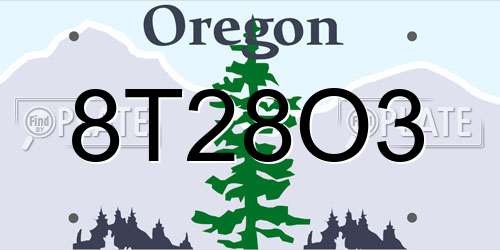 8T28O3 Oregon License Plate