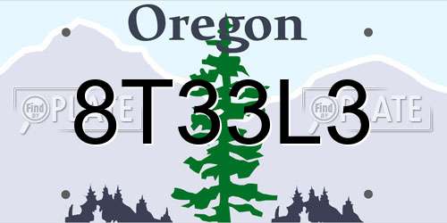 8T33L3 Oregon License Plate