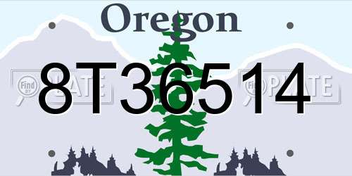 8T36514 Oregon License Plate