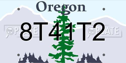8T41T2 Oregon License Plate