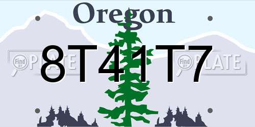 8T41T7 Oregon License Plate