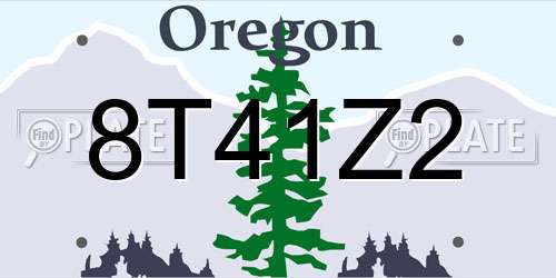 8T41Z2 Oregon License Plate