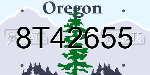 8T42655 Oregon License Plate