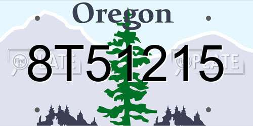 8T51215 Oregon License Plate