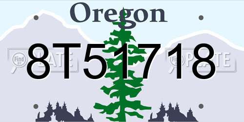 8T51718 Oregon License Plate