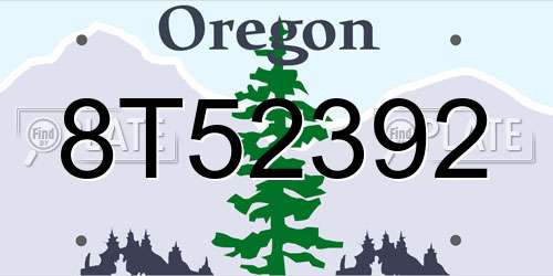 8T52392 Oregon License Plate
