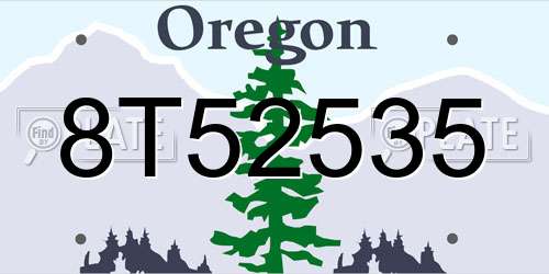 8T52535 Oregon License Plate
