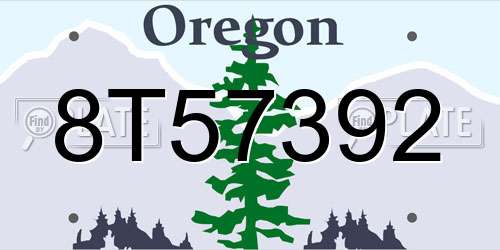 8T57392 Oregon License Plate
