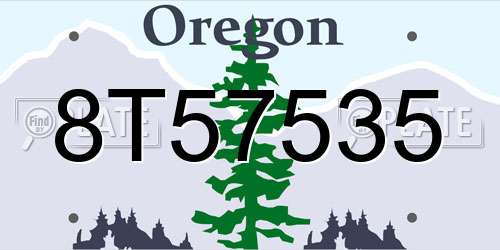 8T57535 Oregon License Plate