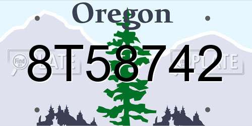 8T58742 Oregon License Plate