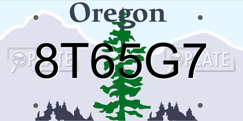 8T65G7 Oregon License Plate