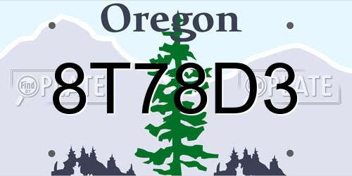 8T78D3 Oregon License Plate