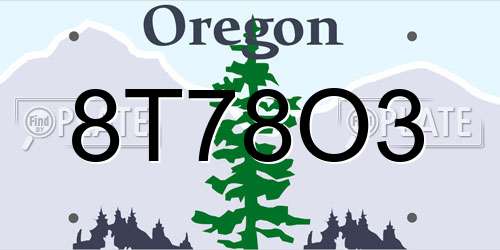8T78O3 Oregon License Plate