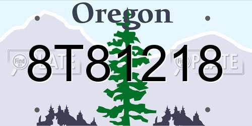 8T81218 Oregon License Plate