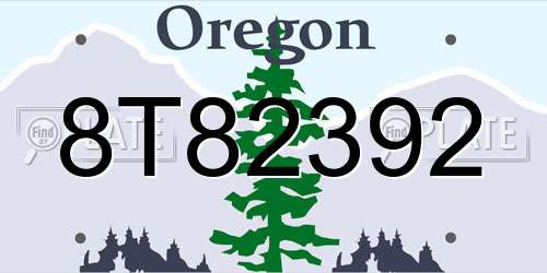 8T82392 Oregon License Plate
