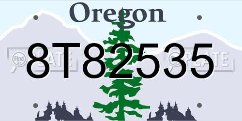 8T82535 Oregon License Plate