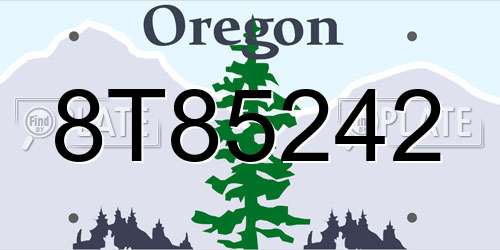 8T85242 Oregon License Plate