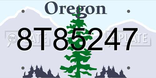 8T85247 Oregon License Plate
