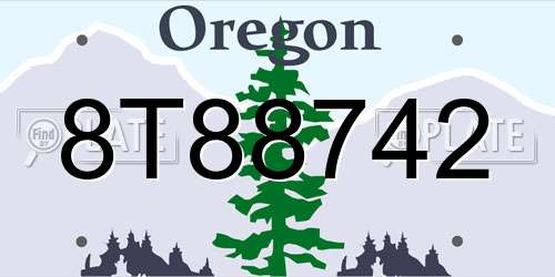 8T88742 Oregon License Plate