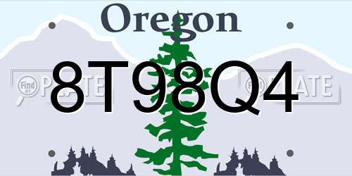 8T98Q4 Oregon License Plate
