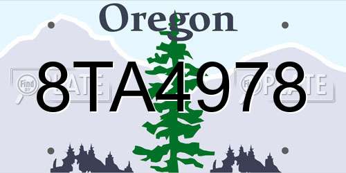 8TA4978 Oregon License Plate